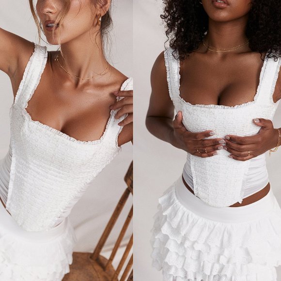 HOUSE OF CB 'Catalina' White Broderie Anglais Corset NWOT - Picture 6 of 13